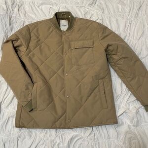 Tan Quilted Bomber Jacket